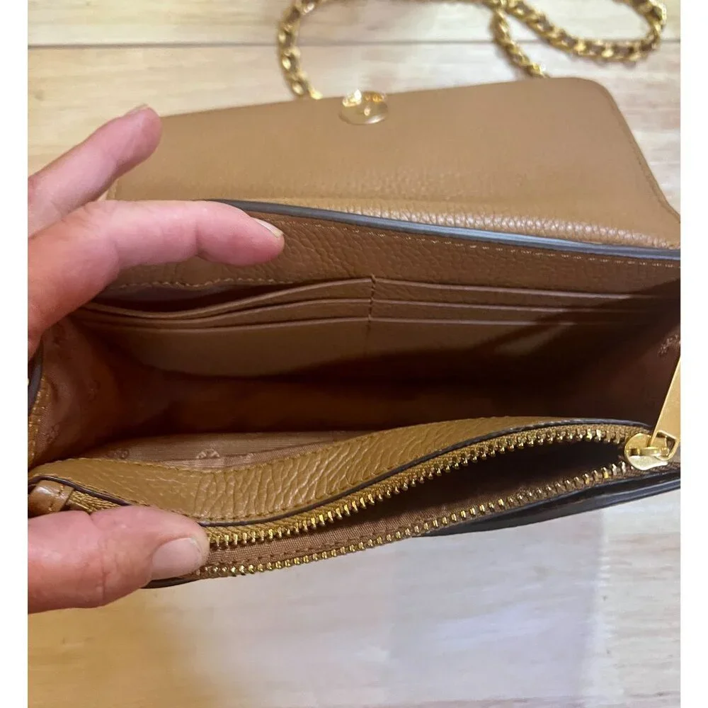 TORY BURCH CAMEL BROWN BRITTEN WITH GOLD HARDWARE HANDBAG - Picture 9 of 13